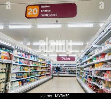 supermarket sainsburys aisle chilled inside food sainsbury alamy england